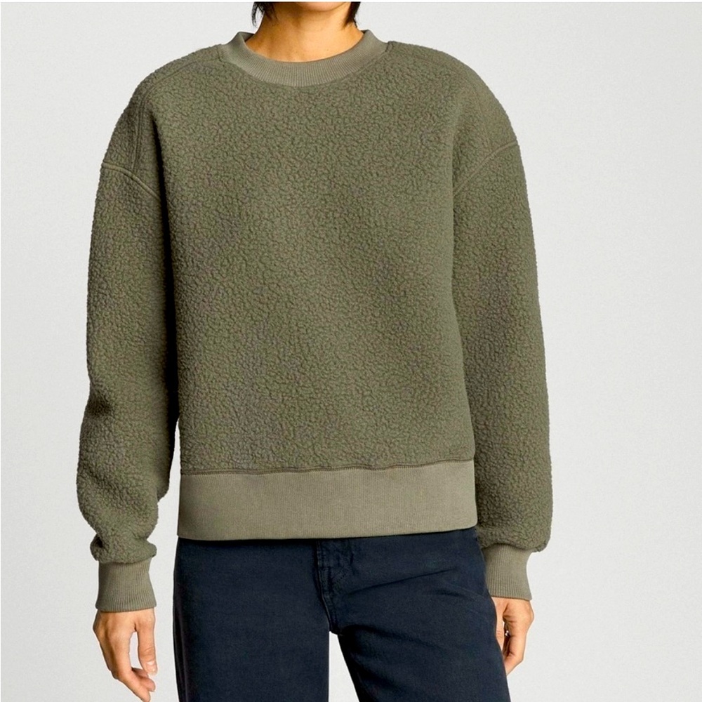 Everlane The ReNew Teddy Oversized Crew Neck
Sweater Kalamata Size Large